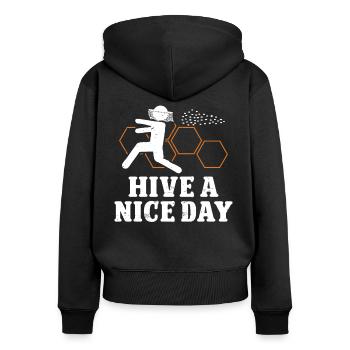 Beekeeper Hive A Nice Day Honey Bee Beekeeping - Women's Premium Organic Zip Hoodie - black - Back - Julia (174cm)