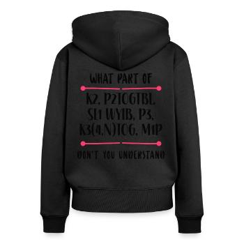 Tricoter Tricoter Quelle Partie De K2, - Sweat à capuche zippé Premium bio Femme - noir - Dos - Julia (174cm)