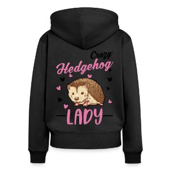 Crazy Hedgehog lady Hérisson Hérisson épineux - Sweat à capuche zippé Premium bio Femme - noir - Dos - Julia (174cm)