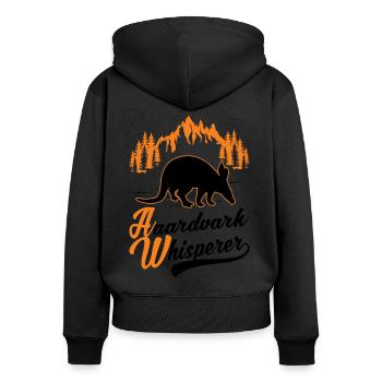 Erdferkel Flüsterer Aardvark Whisperer - Frauen Premium Bio Zip Hoodie - Schwarz - Hinten - Julia (174cm)