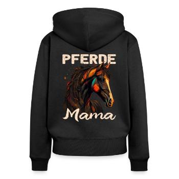 Pferdemama Pferdemädchen - Reiten - Westernreiter - Frauen Premium Bio Zip Hoodie - Schwarz - Hinten - Julia (174cm)