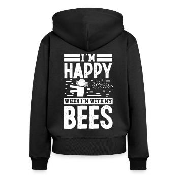 Beekeeper Happy When Im With My Bees Beekeeping - Women's Premium Organic Zip Hoodie - black - Back - Julia (174cm)