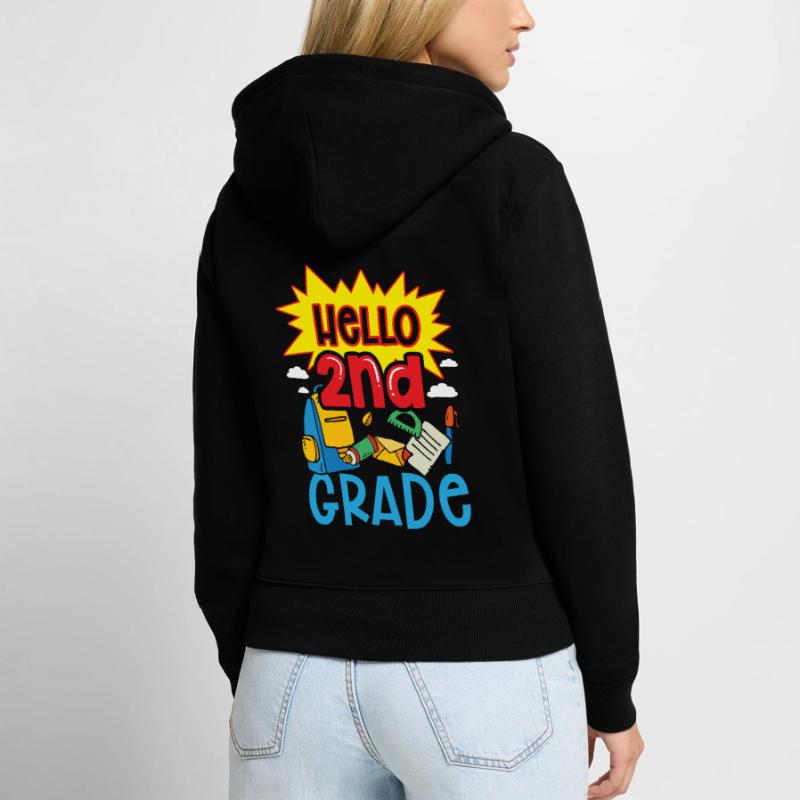 Hello 2nd Class Second Class Second Grader Women's Premium Organic Zip Hoodie