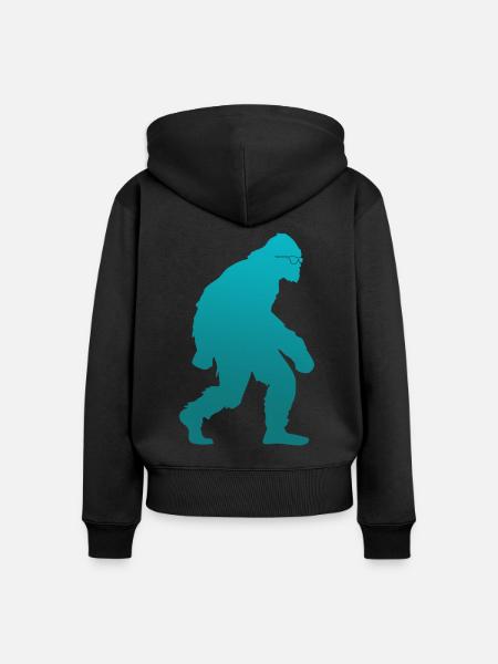 Bigfoot Sasquatch mit Sonnenbrille - Frauen Premium Bio Zip Hoodie - Schwarz