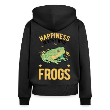 Grenouille Chance Rainette - Sweat à capuche zippé Premium bio Femme - noir - Dos - Julia (174cm)