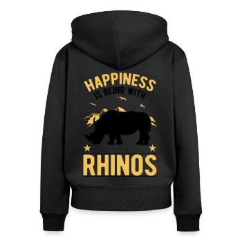 Rhino Luck Rhino Rhinoceros - Women's Premium Organic Zip Hoodie - black - Back - Julia (174cm)