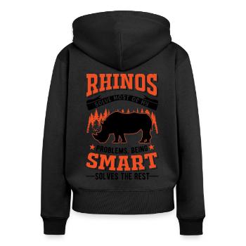 Rhinoceros Gift Rhino Rhinoceros - Women's Premium Organic Zip Hoodie - black - Back - Julia (174cm)