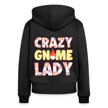 Crazy Gnome Lady Loverleaf Elf Garden Miniature - Sweat à capuche zippé Premium bio Femme - noir - Dos - Julia (174cm)