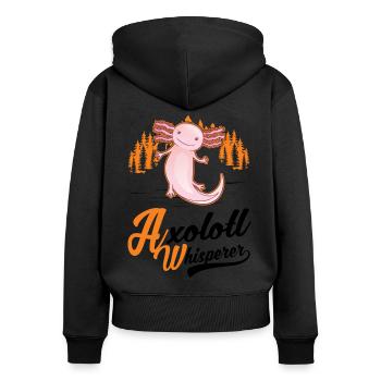 Axolotl Flüsterer Axolotl Whisperer - Frauen Premium Bio Zip Hoodie - Schwarz - Hinten - Julia (174cm)