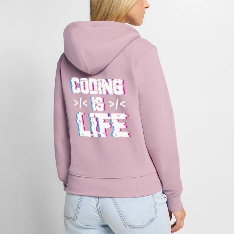 Coding Ist Leben Programmierer Coder Code Frauen Premium Bio Zip Hoodie