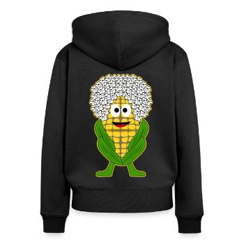 Mais Popcorn - Frauen Premium Bio Zip Hoodie - Schwarz - Hinten - Julia (174cm)