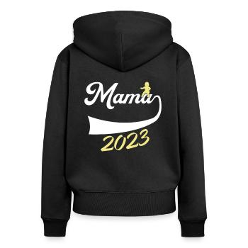 werdende Mama 2023 Geschenk - Frauen Premium Bio Zip Hoodie - Schwarz - Hinten - Julia (174cm)