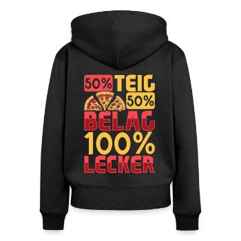 100 Prozent lecker - Pizzeria - Frauen Premium Bio Zip Hoodie - Schwarz - Hinten - Julia (174cm)