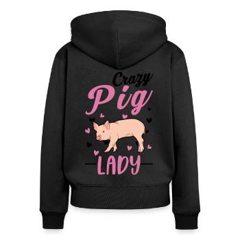 Cochons Mme Farmer Farmer - Sweat à capuche zippé Premium bio Femme - noir - Dos - Julia (174cm)