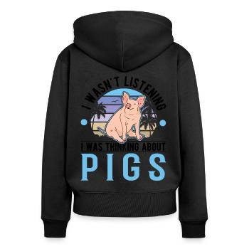 Porcs Éleveur Porcs - Sweat à capuche zippé Premium bio Femme - noir - Dos - Julia (174cm)