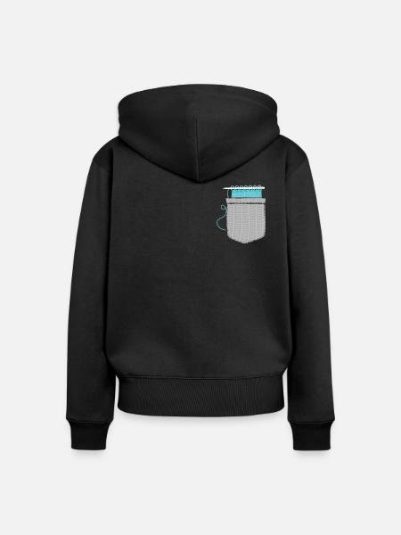 Knitting Knitter Pocket Knitting - Frauen Premium Bio Zip Hoodie - Schwarz