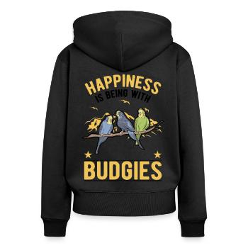 Budgerigar Happiness Welli Perruche Cockatiel - Sweat à capuche zippé Premium bio Femme - noir - Dos - Julia (174cm)