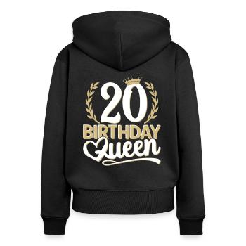 20. Geburtstag Frau 20 Jahre alt 20ter 20er Queen - Frauen Premium Bio Zip Hoodie - Schwarz - Hinten - Julia (174cm)