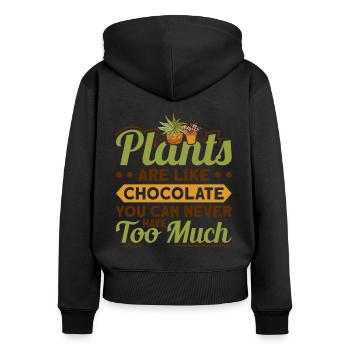 Funny Plant Saying Plant Friend - Women's Premium Organic Zip Hoodie - black - Back - Julia (174cm)