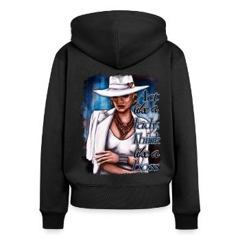girlboss Illustration Frau - Frauen Premium Bio Zip Hoodie - Schwarz - Hinten - Julia (174cm)