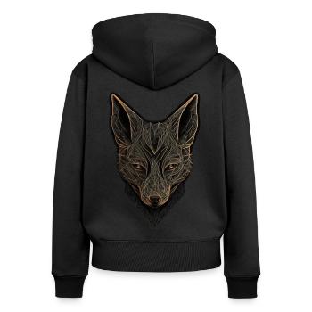 Fuchs Kunst Kunstwerk Geschenk Tierliebhaber Motiv - Frauen Premium Bio Zip Hoodie - Schwarz - Hinten - Julia (174cm)