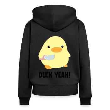 Duck yes - Duck with knife duck with knife - Women's Premium Organic Zip Hoodie - black - Back - Julia (174cm)