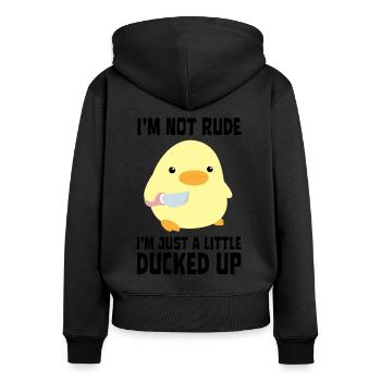 Ducked Up - Canard au couteau Ente mit Messer - Sweat à capuche zippé Premium bio Femme - noir - Dos - Julia (174cm)