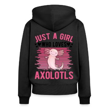 Axolotl Girl Tailed Amphibian - Women's Premium Organic Zip Hoodie - black - Back - Julia (174cm)