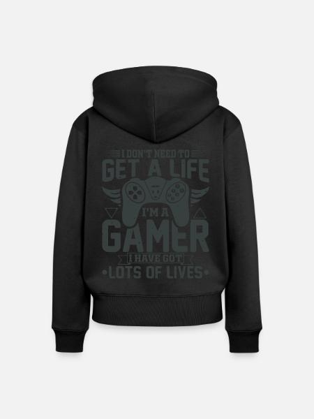 Gamer gaming zocken Computerspiel Controller - Frauen Premium Bio Zip Hoodie - Schwarz