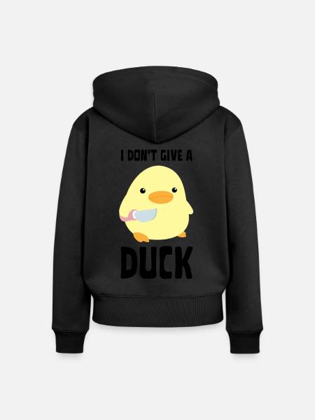 I Don't Give A Duck - Grappige eend met mes Meme - Vrouwen Premium Bio ziphoodie - zwart