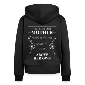 Je suis ce père de famille mère Cadeau de fête des mères - Sweat à capuche zippé Premium bio Femme - noir - Dos - Julia (174cm)