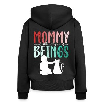 Mom Of Different Types of Mother's Day Cat Gift - Women's Premium Organic Zip Hoodie - black - Back - Julia (174cm)