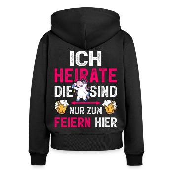 Frauen JGA Braut T-Shirt Junggesellinnenabschied - Frauen Premium Bio Zip Hoodie - Schwarz - Hinten - Julia (174cm)