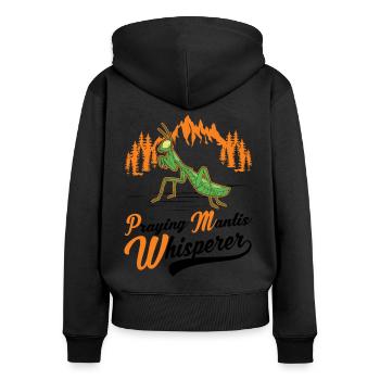 Gottesanbeterin Flüsterer Mantis Fangschrecke - Frauen Premium Bio Zip Hoodie - Schwarz - Hinten - Julia (174cm)
