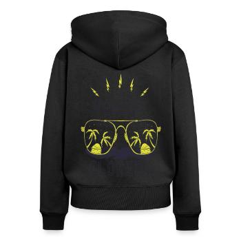 Palme Sonnenbrille Florida Venice Beach Ocean - Frauen Premium Bio Zip Hoodie - Schwarz - Hinten - Julia (174cm)