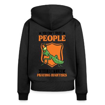 Gottesanbeterin Geschenk Mantis Fangschrecke - Frauen Premium Bio Zip Hoodie - Schwarz - Hinten - Julia (174cm)