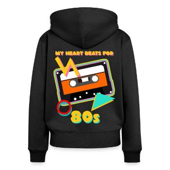 80s 1980 Disco Party Vintage 80er - Frauen Premium Bio Zip Hoodie - Schwarz - Hinten - Julia (174cm)