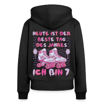7. Geburtstag 7 Jahre Mädchen Rollschuhe - Frauen Premium Bio Zip Hoodie - Schwarz - Hinten - Julia (174cm)