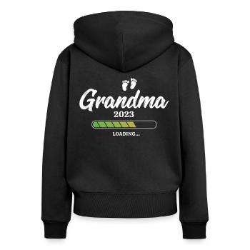Chargement de grand-mère 2023 - Sweat à capuche zippé Premium bio Femme - noir - Dos - Julia (174cm)
