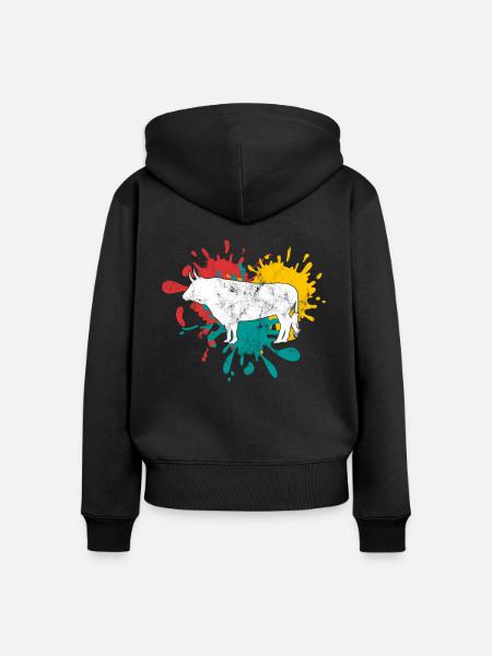 Stier - Frauen Premium Bio Zip Hoodie - Schwarz