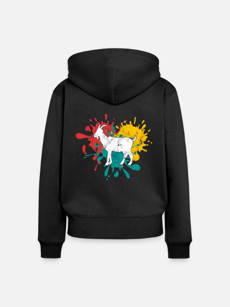Ziege Silhouette - Frauen Premium Bio Zip Hoodie - Schwarz