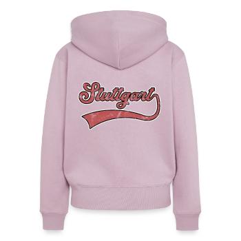 Stuttgart Schriftzug - Frauen Premium Bio Zip Hoodie - Altrosa - Hinten - Julia (174cm)