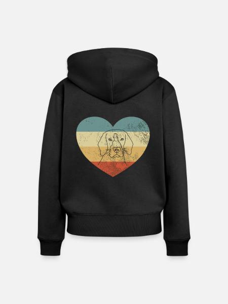 Hund Hundekopf Retro - Frauen Premium Bio Zip Hoodie - Schwarz