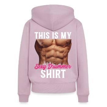 C’est mon batteur fou chemise batteur batteur joueur de tambour - Sweat à capuche zippé Premium bio Femme - rose poudré - Dos - Julia (174cm)