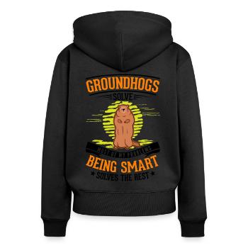 Marmot Groundhog Day Forest Marmot - Women's Premium Organic Zip Hoodie - black - Back - Julia (174cm)