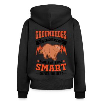 Marmot Groundhog Day Forest Marmot - Women's Premium Organic Zip Hoodie - black - Back - Julia (174cm)