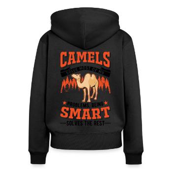 Kamel Dromedar Ägypten Geschenk Großkamel - Frauen Premium Bio Zip Hoodie - Schwarz - Hinten - Julia (174cm)