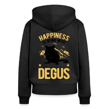 Degu Lucky Shrub Rat Forest Degu - Women's Premium Organic Zip Hoodie - black - Back - Julia (174cm)