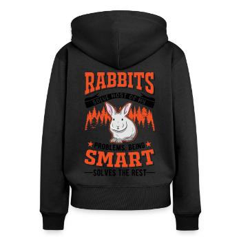 Lapin lapin lapin lapin - Sweat à capuche zippé Premium bio Femme - noir - Dos - Julia (174cm)