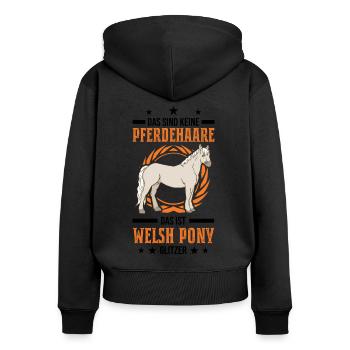 Welsh Pony Glitzer - Frauen Premium Bio Zip Hoodie - Schwarz - Hinten - Julia (174cm)